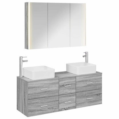 vidaXL Bathroom Furniture Set 4 pcs Grey Sonoma 2