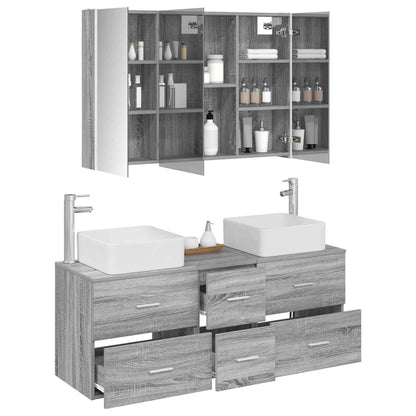 vidaXL Bathroom Furniture Set 4 pcs Grey Sonoma 3