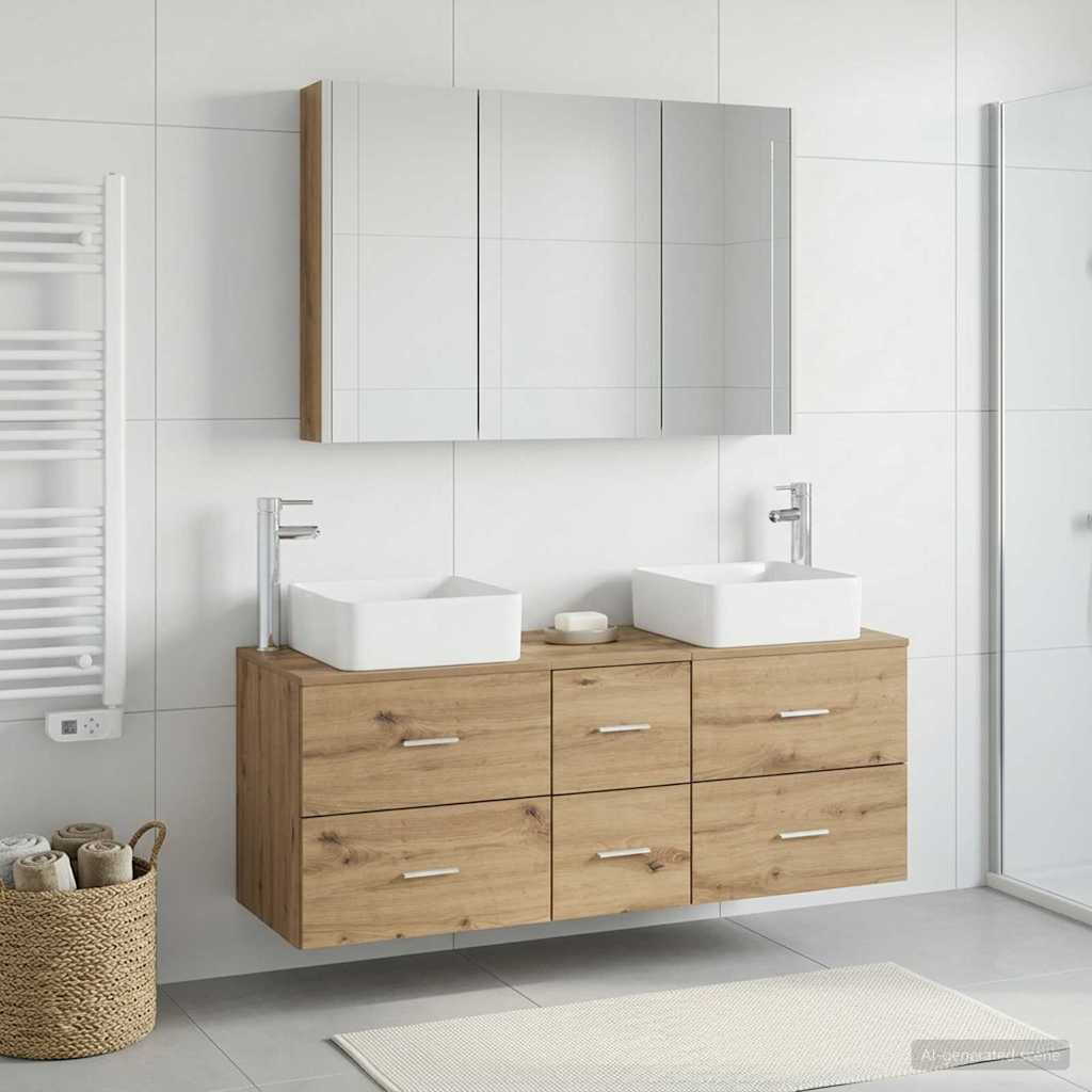 vidaXL Bathroom Furniture Set 4 pcs Artisan Oak 1