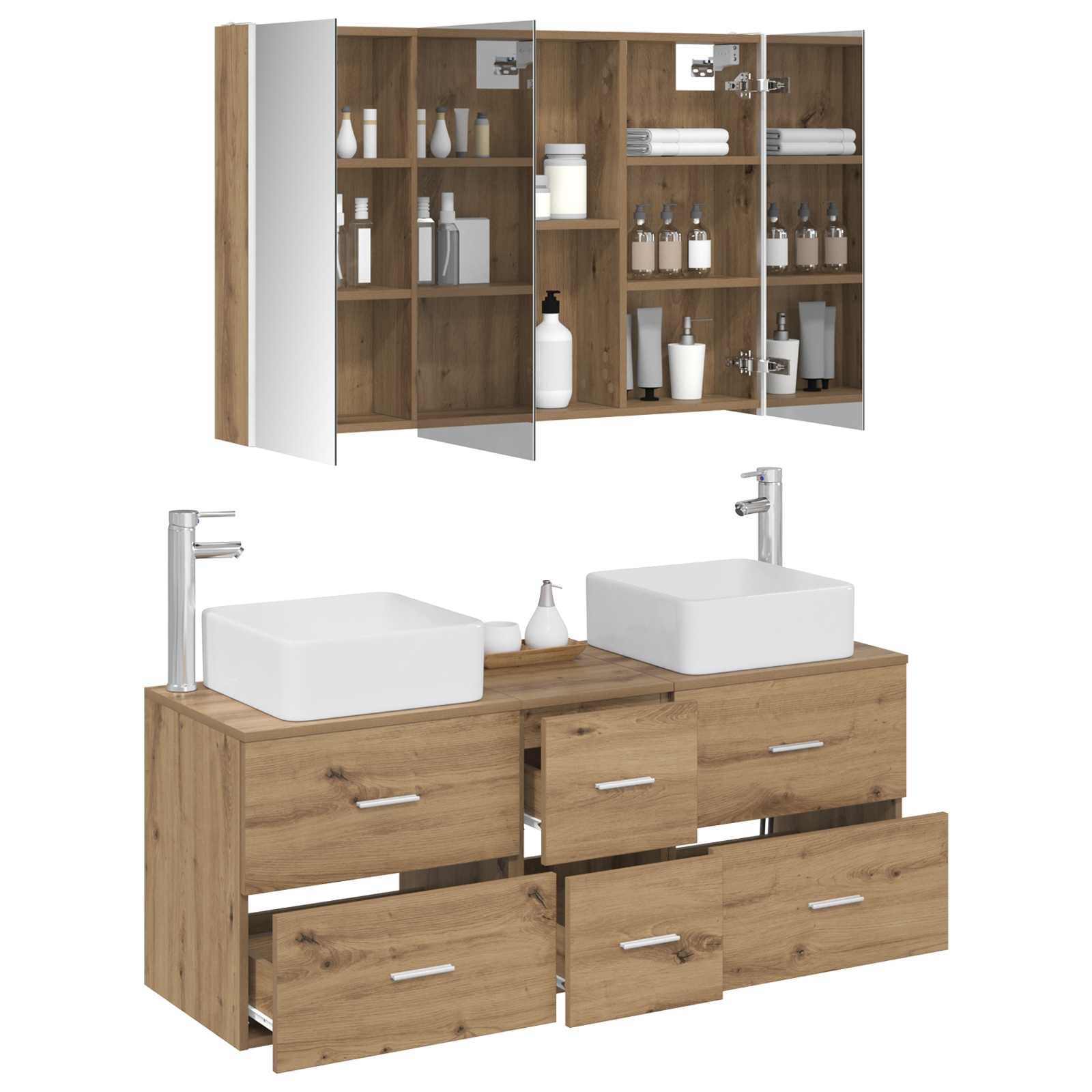 vidaXL Bathroom Furniture Set 4 pcs Artisan Oak 3