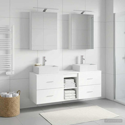 vidaXL Bathroom Furniture Set 5 pcs White Engineered Wood and Glass 1