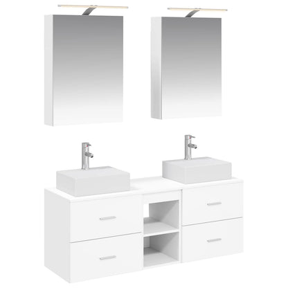 vidaXL Bathroom Furniture Set 5 pcs White Engineered Wood and Glass 2