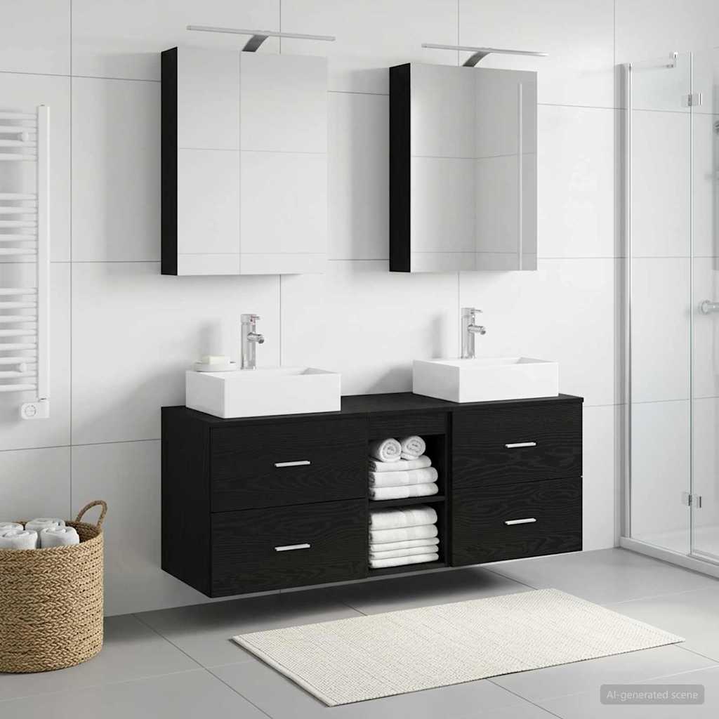 vidaXL Bathroom Furniture Set 5 pcs Black Oak 1