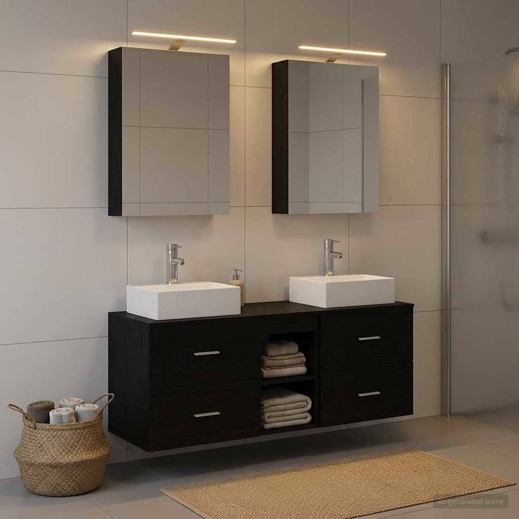 vidaXL Bathroom Furniture Set 5 pcs Black Oak 4