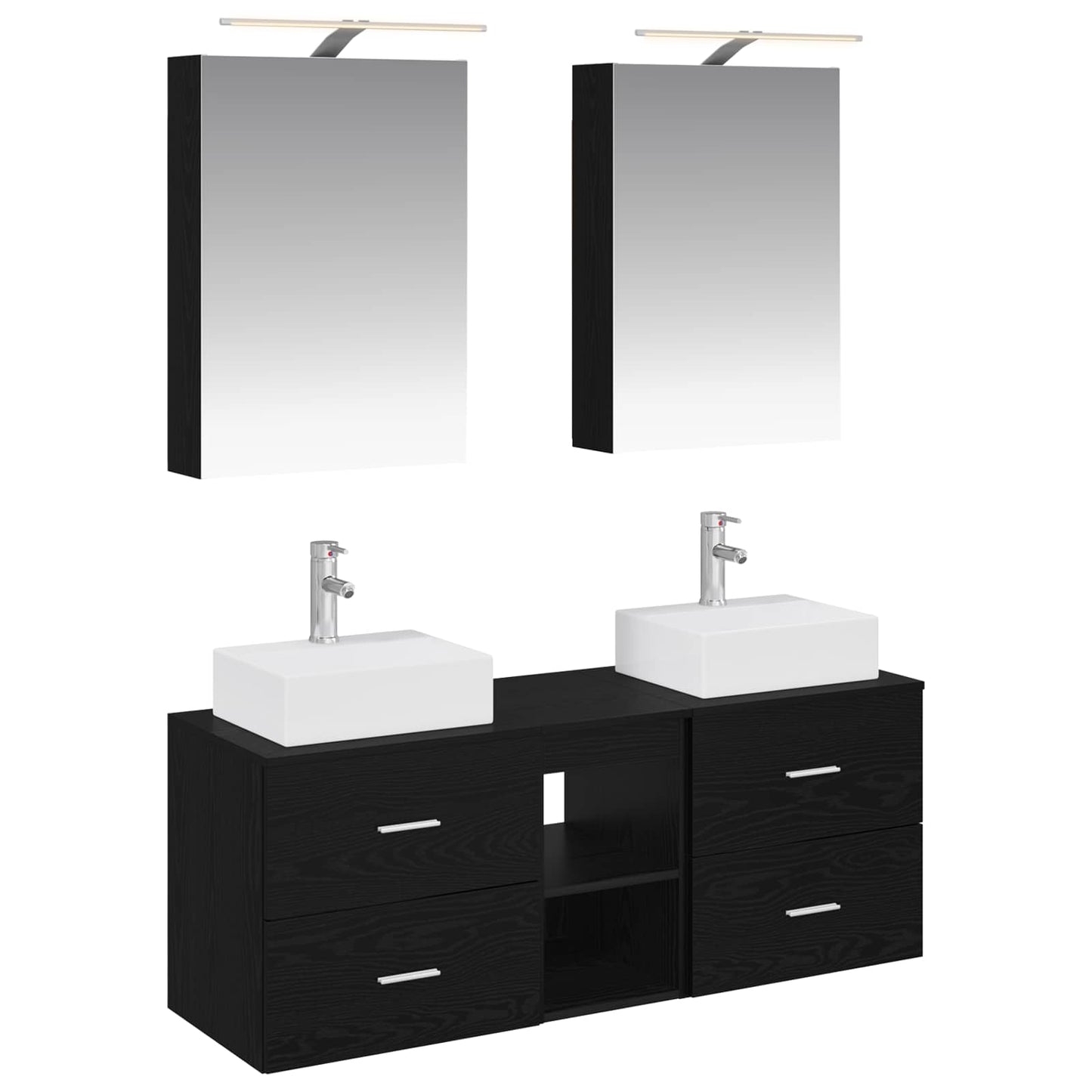 vidaXL Bathroom Furniture Set 5 pcs Black Oak 2