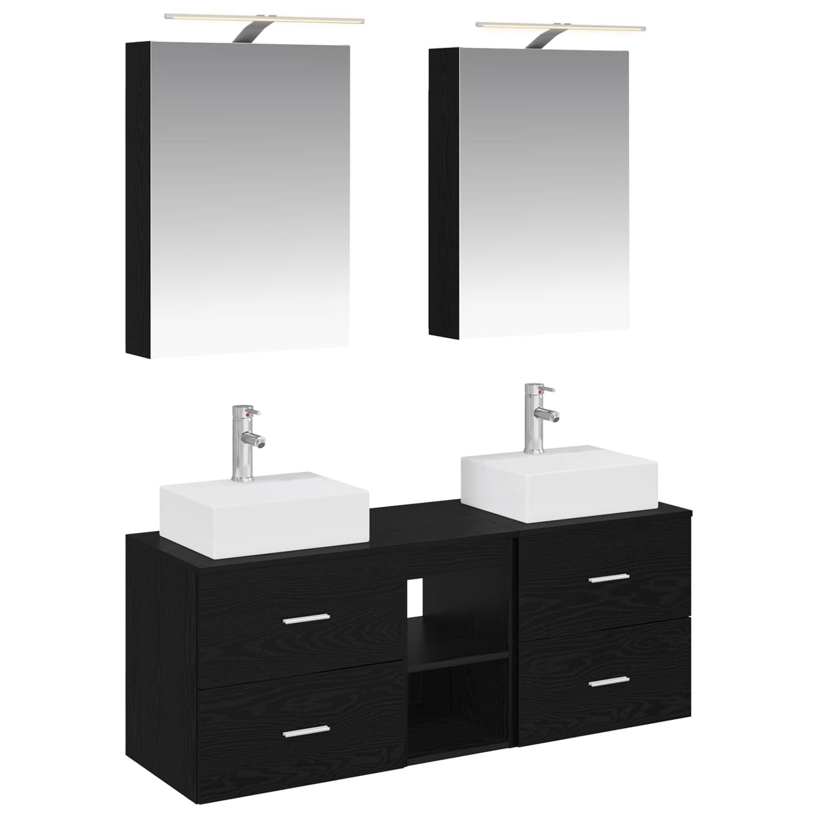 vidaXL Bathroom Furniture Set 5 pcs Black Oak 2