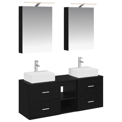 vidaXL Bathroom Furniture Set 5 pcs Black Oak 2