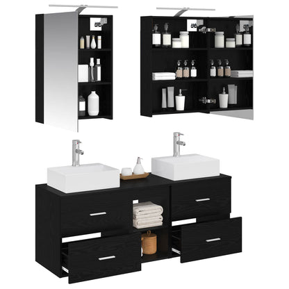 vidaXL Bathroom Furniture Set 5 pcs Black Oak 3