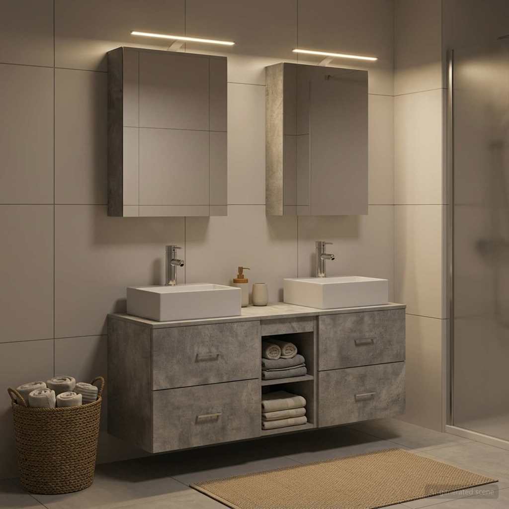 vidaXL Bathroom Furniture Set 5 pcs Concrete Grey 4