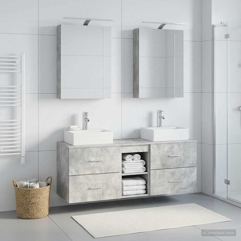 vidaXL Bathroom Furniture Set 5 pcs Concrete Grey 1