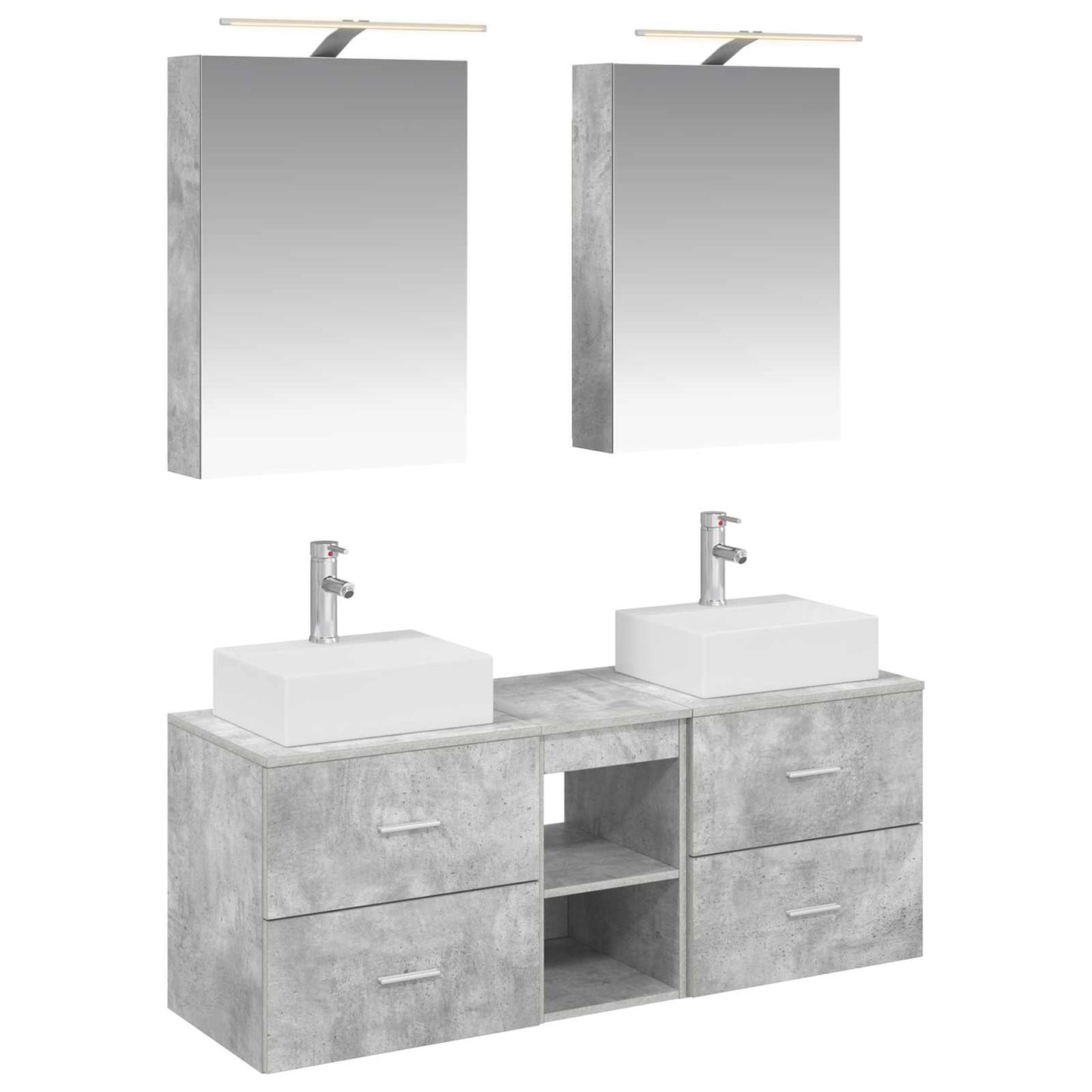vidaXL Bathroom Furniture Set 5 pcs Concrete Grey 2