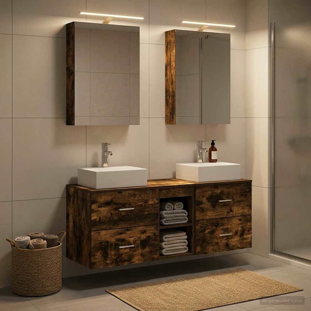 vidaXL Bathroom Furniture Set 5 pcs Smoked Oak