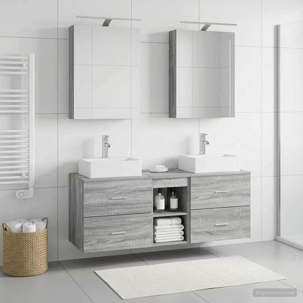 vidaXL Bathroom Furniture Set 5 pcs Grey Sonoma