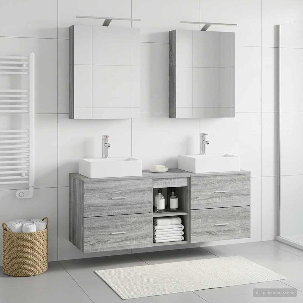 vidaXL Bathroom Furniture Set 5 pcs Grey Sonoma 1