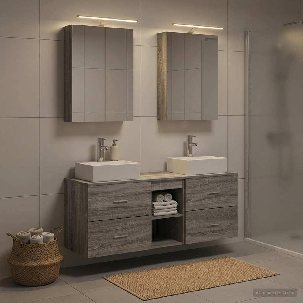 vidaXL Bathroom Furniture Set 5 pcs Grey Sonoma 4