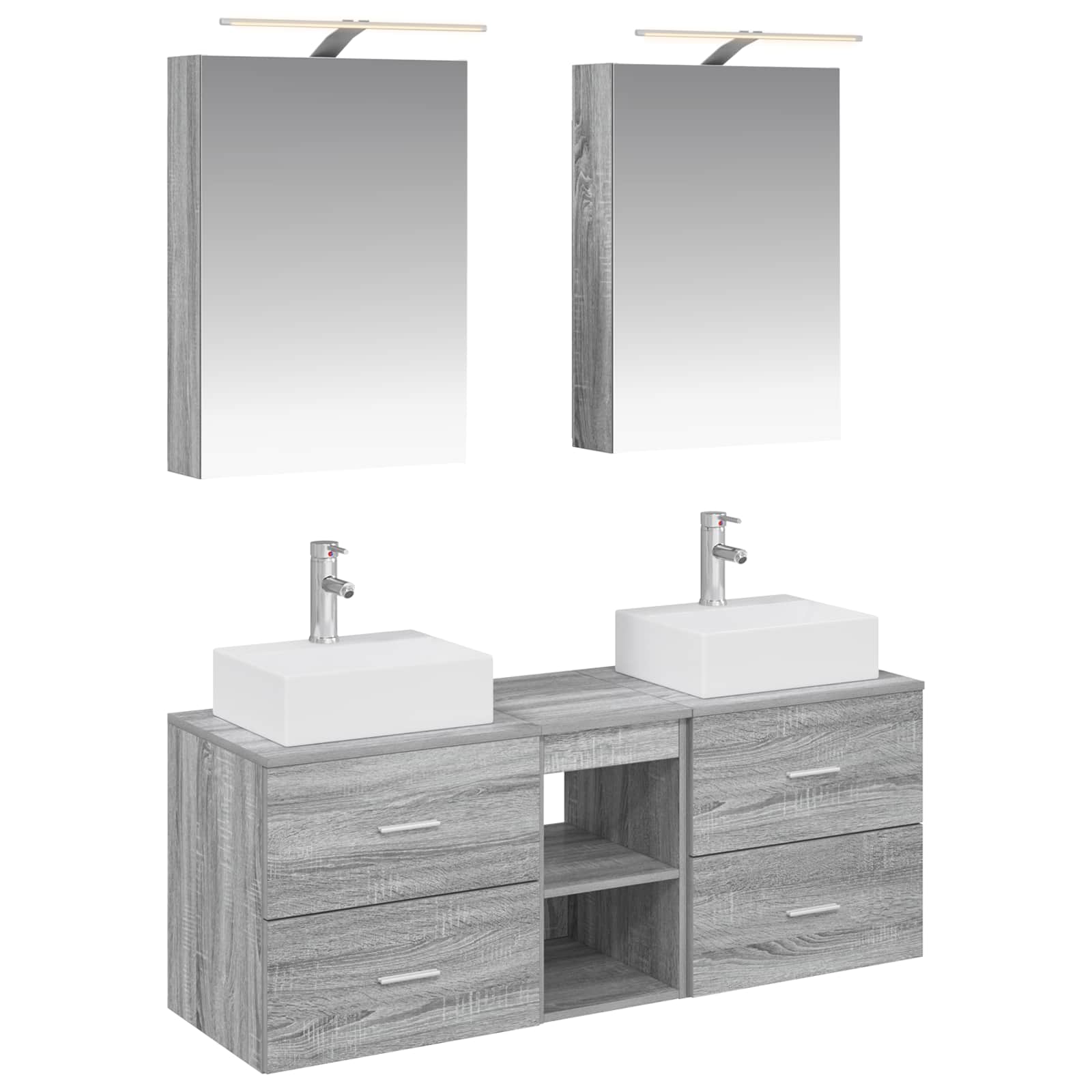 vidaXL Bathroom Furniture Set 5 pcs Grey Sonoma 2