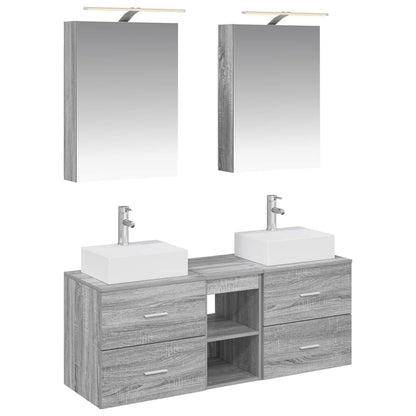 vidaXL Bathroom Furniture Set 5 pcs Grey Sonoma 2