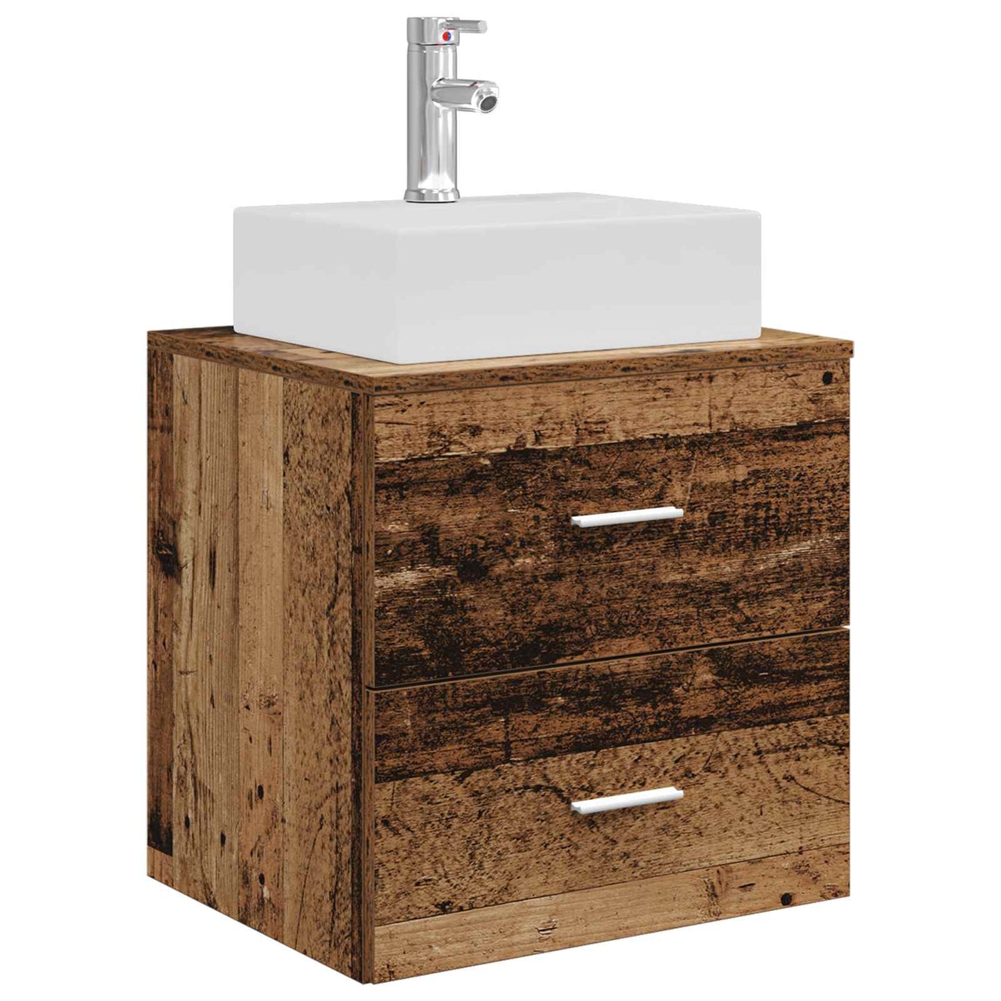 vidaXL Bathroom Furniture Set 5 pcs Old Wood Engineered Wood and Glass 5