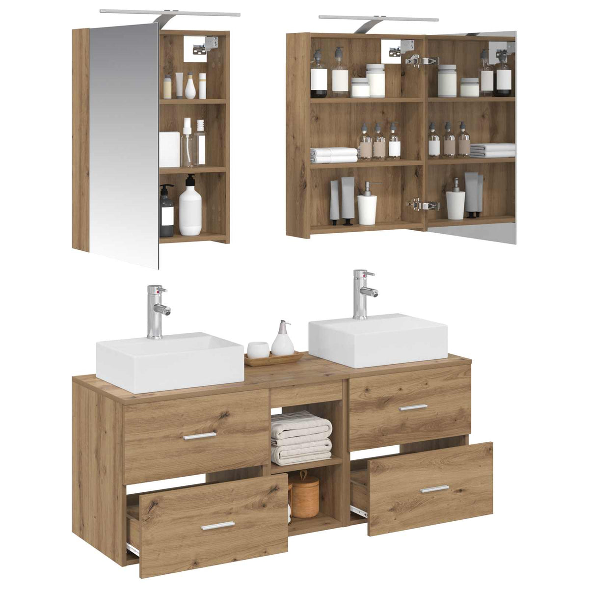 Bathroom Furniture Set 5 pcs 50 x 14.5 x 70 cm Artisan oak