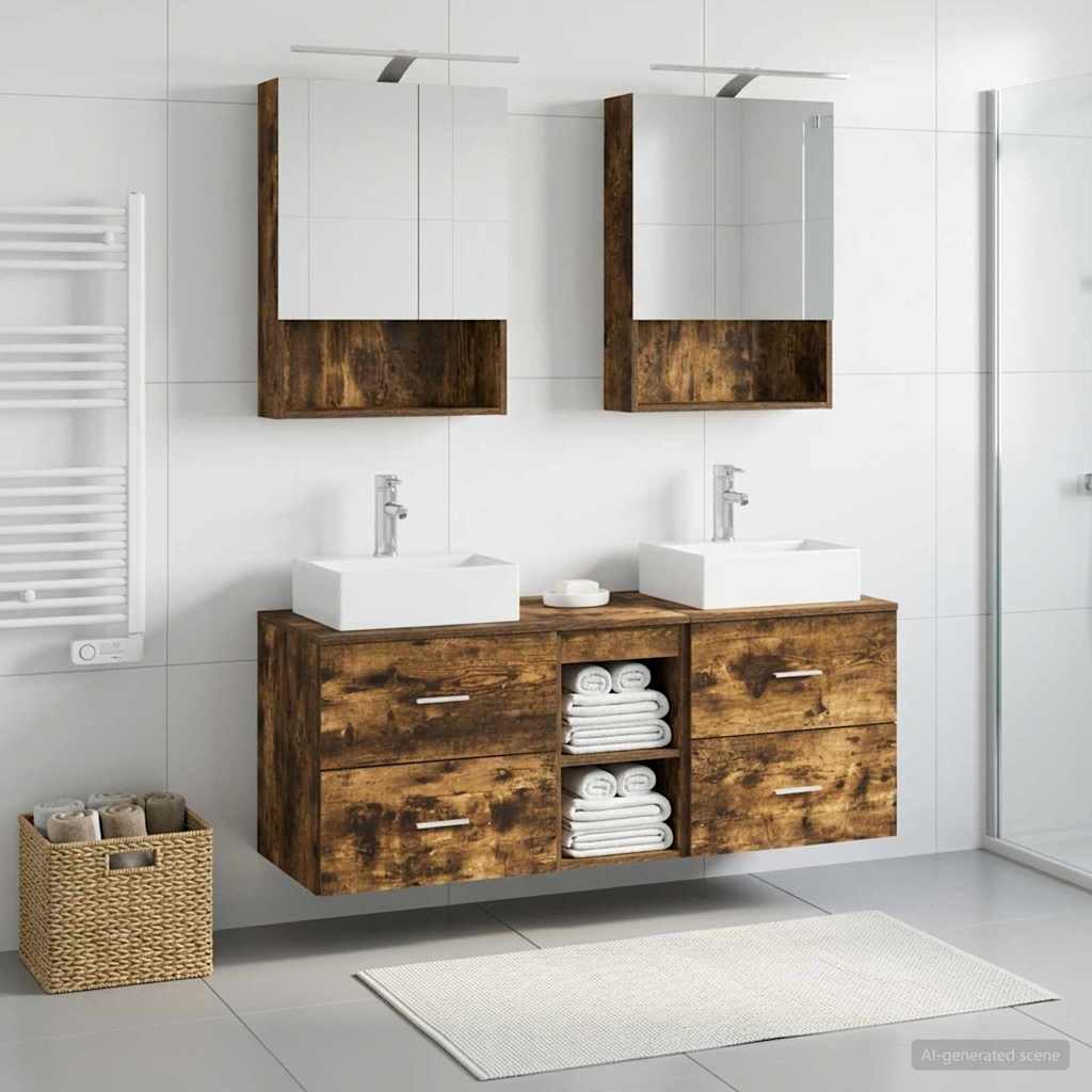 vidaXL Bathroom Furniture Set 5 pcs Smoked Oak 4
