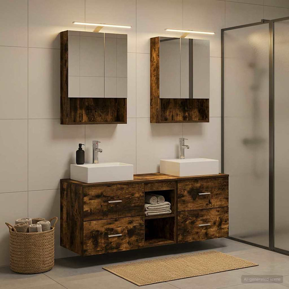 vidaXL Bathroom Furniture Set 5 pcs Smoked Oak