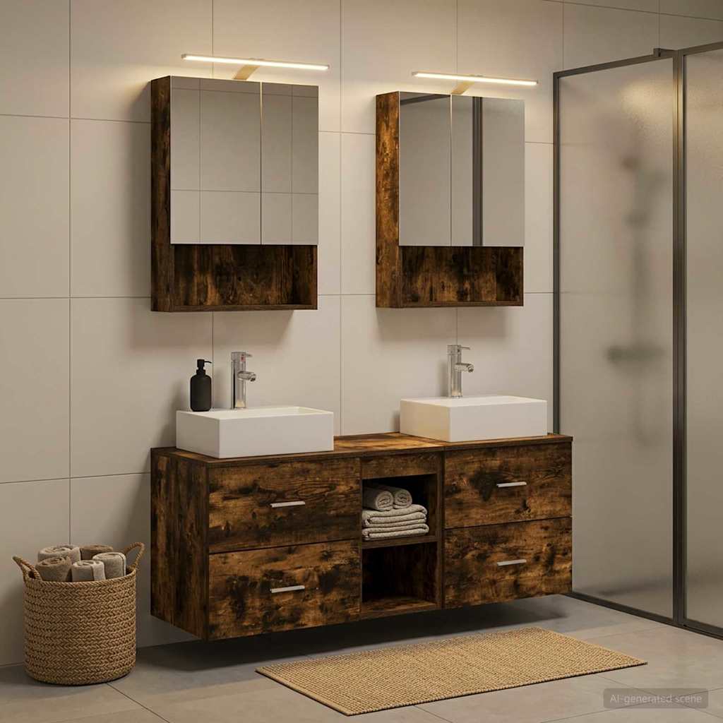 vidaXL Bathroom Furniture Set 5 pcs Smoked Oak 1