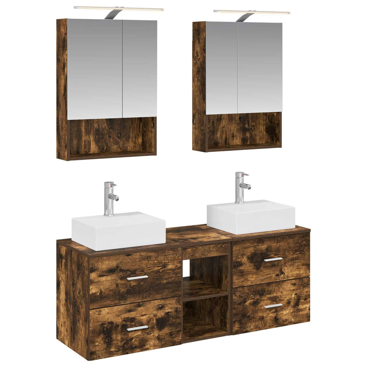 vidaXL Bathroom Furniture Set 5 pcs Smoked Oak 2