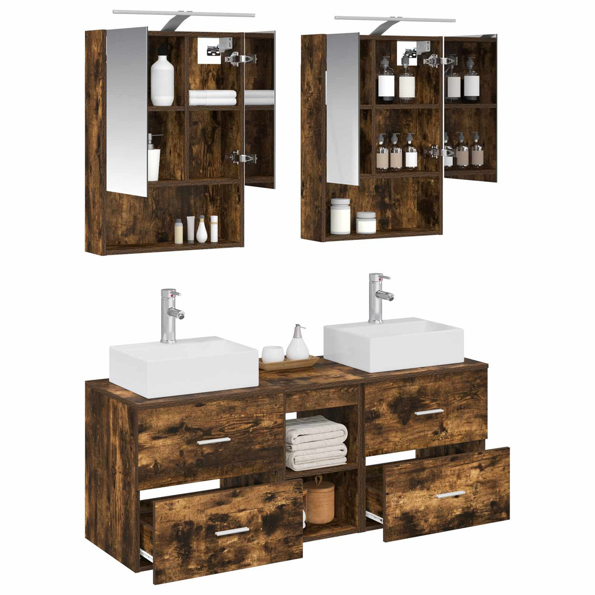 vidaXL Bathroom Furniture Set 5 pcs Smoked Oak 3