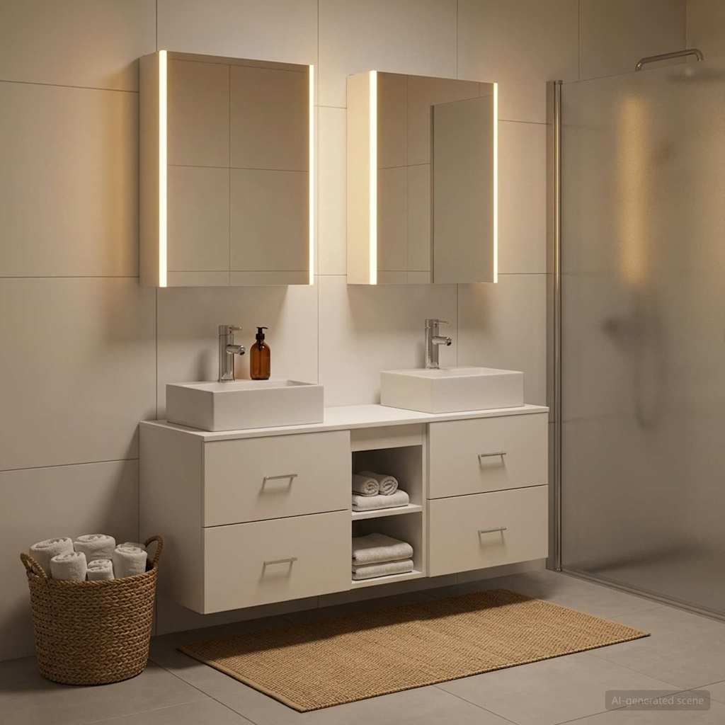 vidaXL Bathroom Furniture Set 5 pcs White Engineered Wood and Glass 1