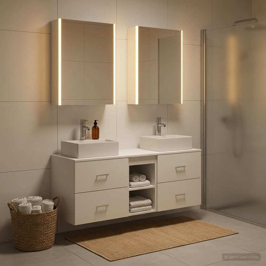 vidaXL Bathroom Furniture Set 5 pcs White Engineered Wood and Glass 1