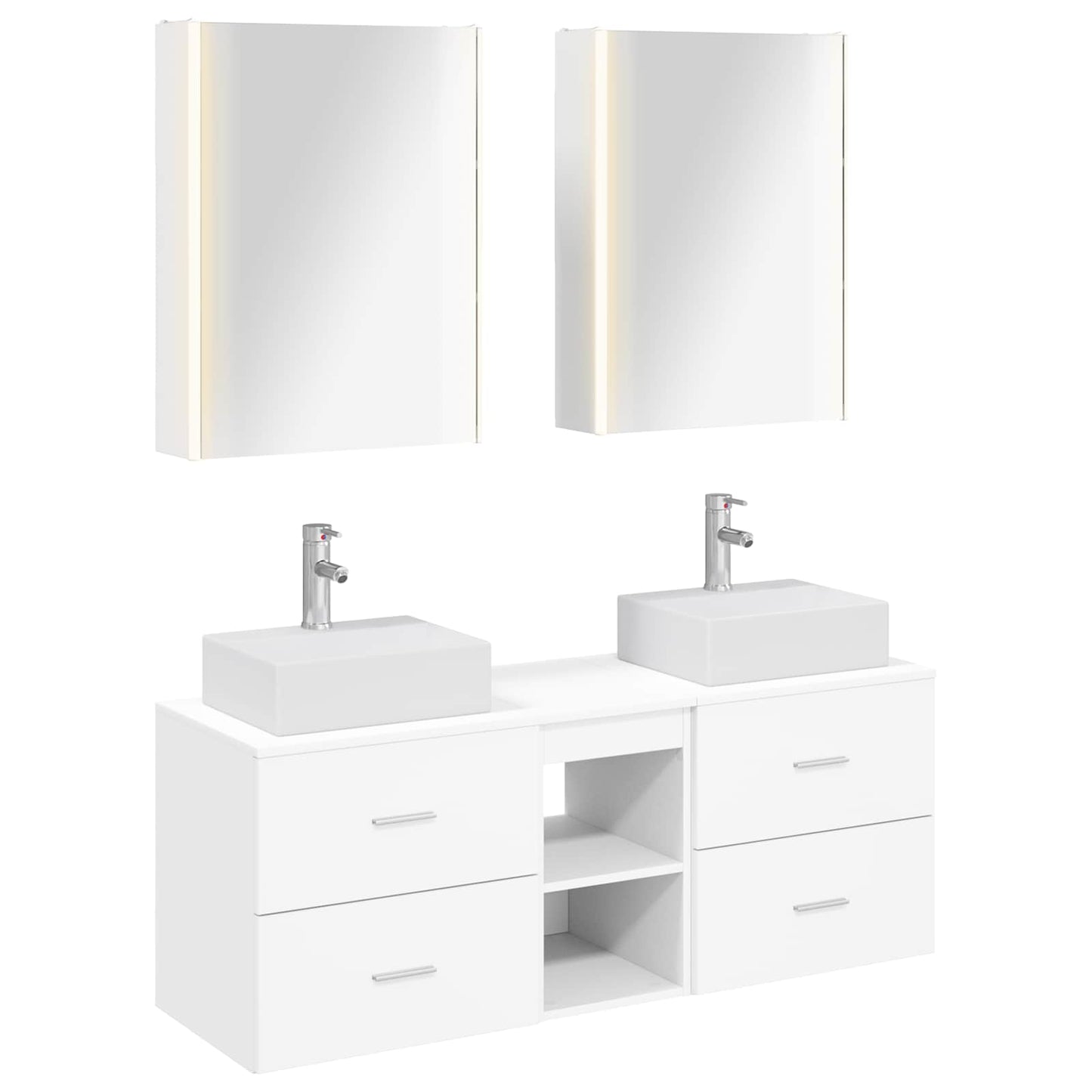 vidaXL Bathroom Furniture Set 5 pcs White Engineered Wood and Glass 2