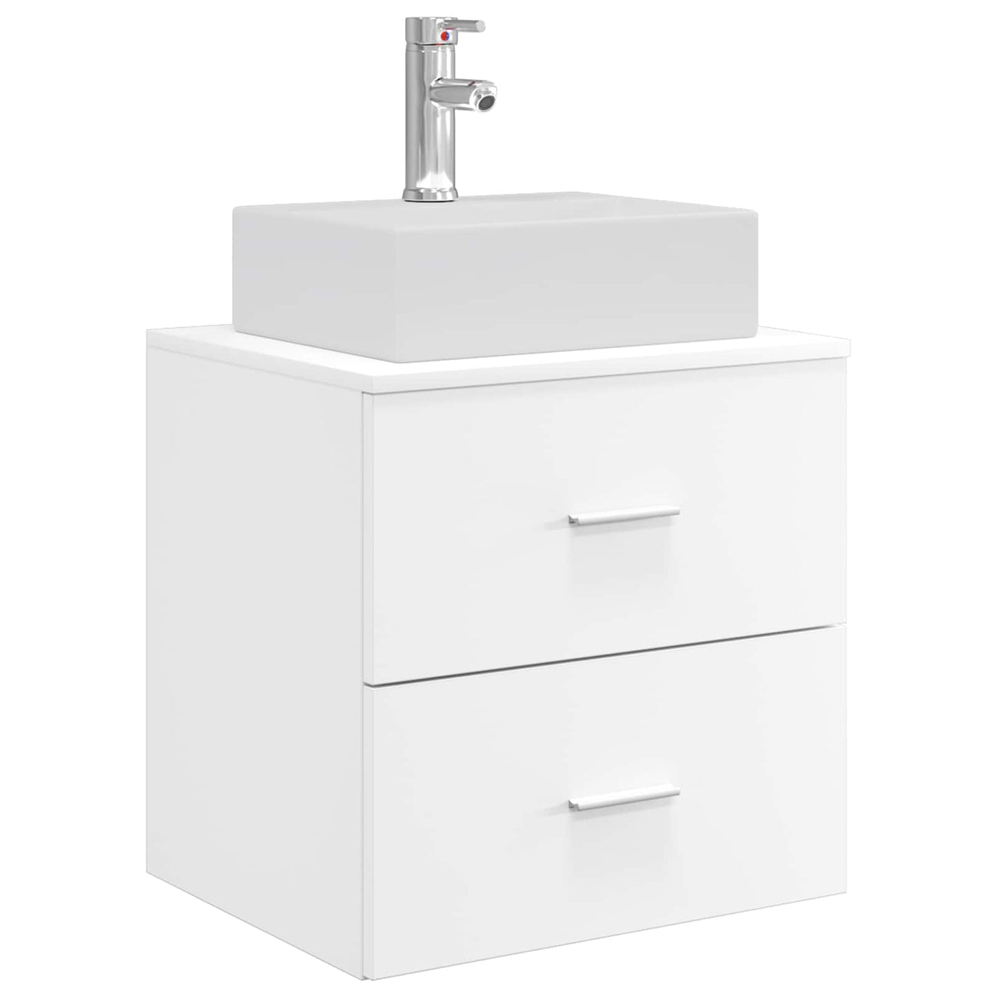 vidaXL Bathroom Furniture Set 5 pcs White Engineered Wood and Glass 5