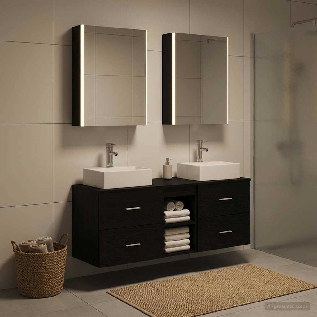 vidaXL Bathroom Furniture Set 5 pcs Black Oak 4
