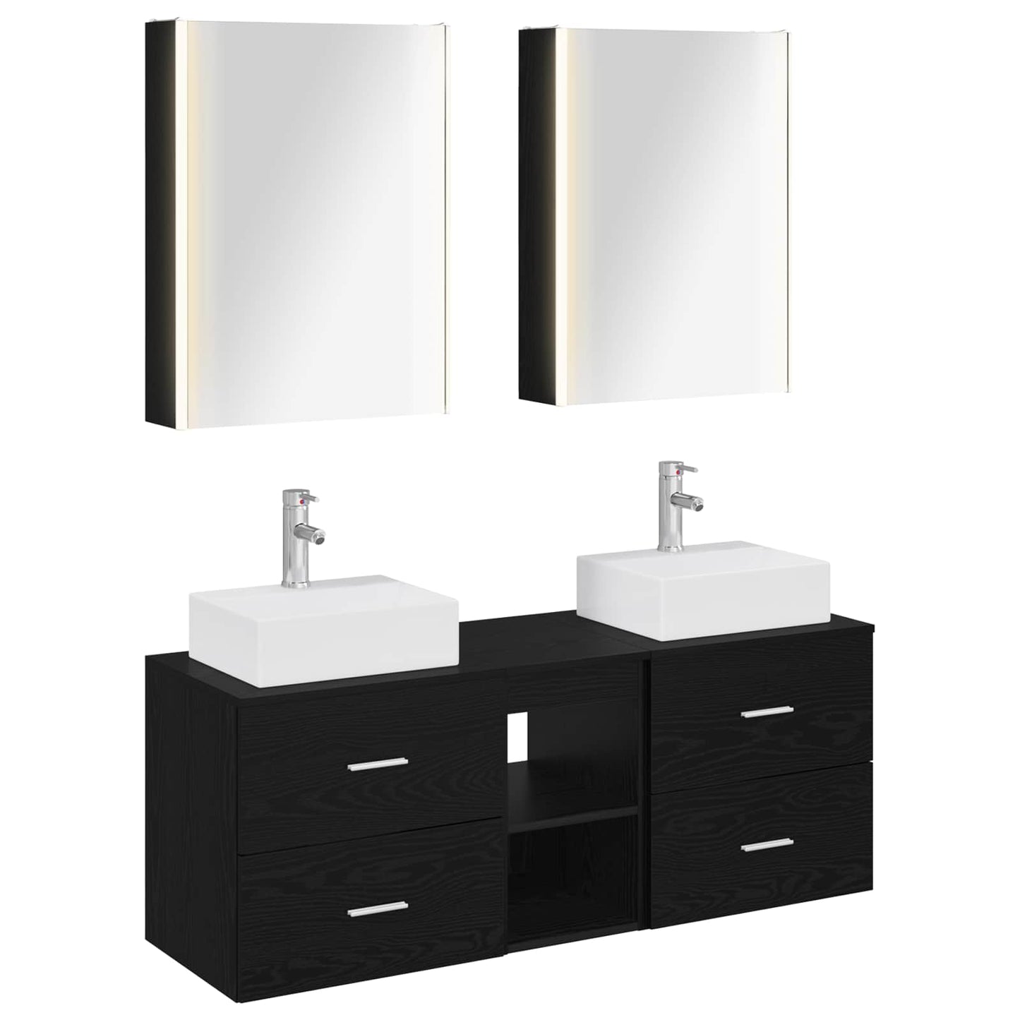 vidaXL Bathroom Furniture Set 5 pcs Black Oak 2