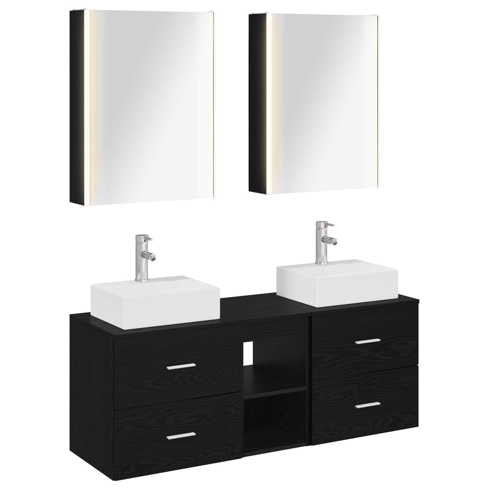 vidaXL Bathroom Furniture Set 5 pcs Black Oak 2