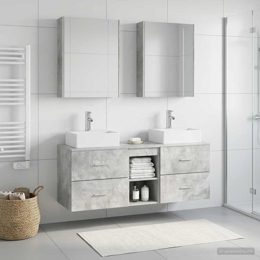 vidaXL Bathroom Furniture Set 5 pcs Concrete Grey 4