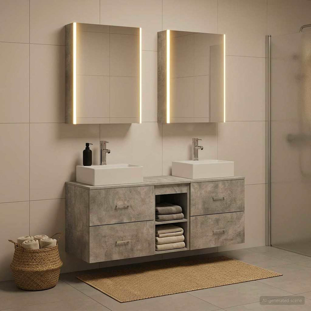 vidaXL Bathroom Furniture Set 5 pcs Concrete Grey