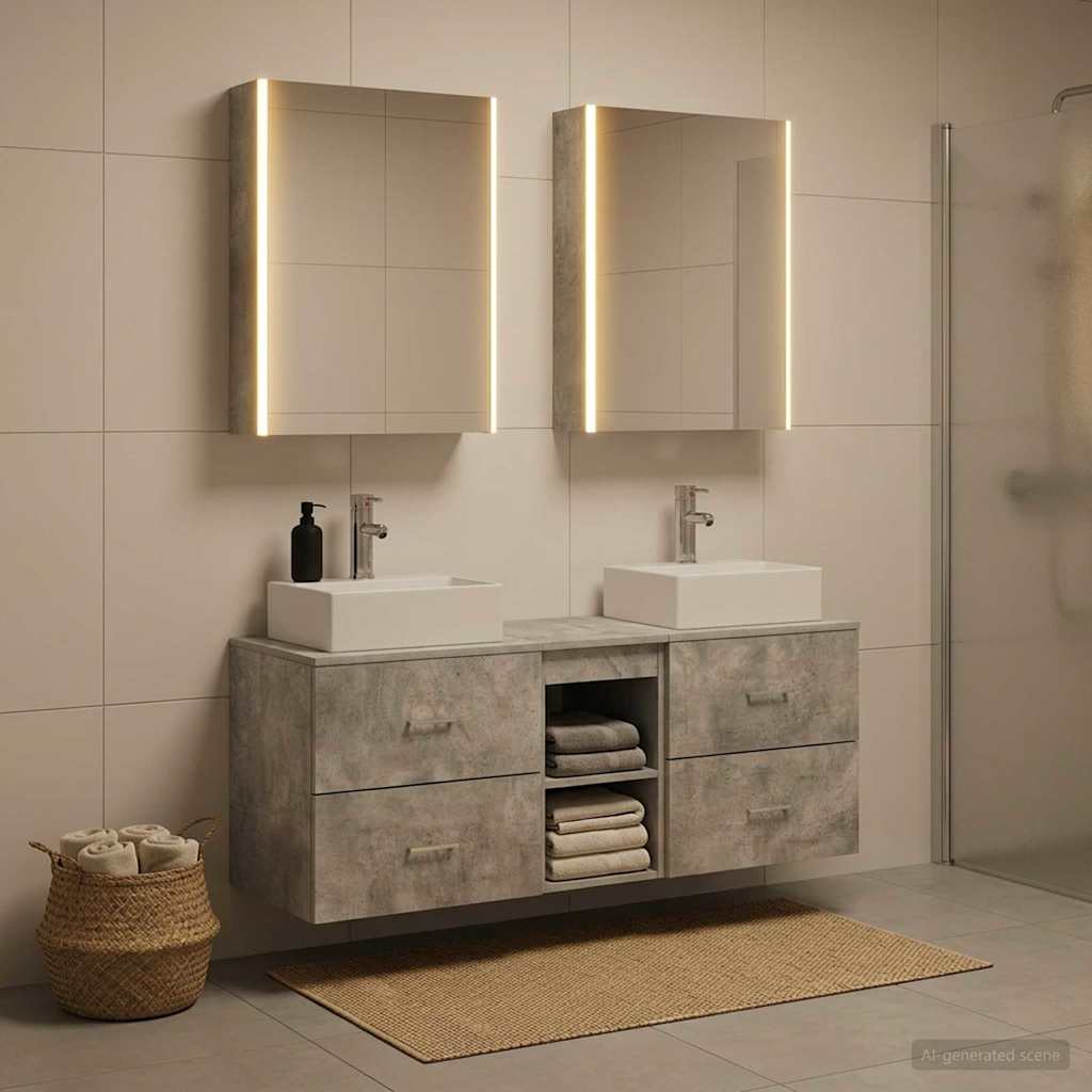 vidaXL Bathroom Furniture Set 5 pcs Concrete Grey 1