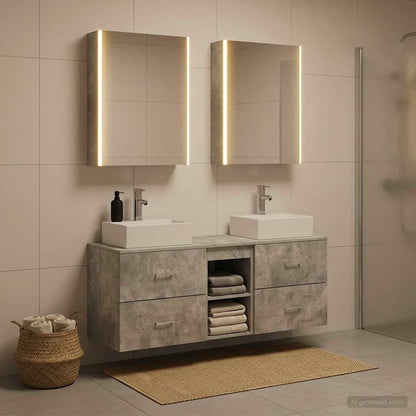 vidaXL Bathroom Furniture Set 5 pcs Concrete Grey 1