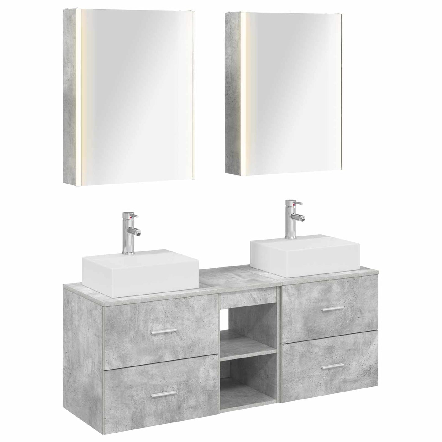 vidaXL Bathroom Furniture Set 5 pcs Concrete Grey 2