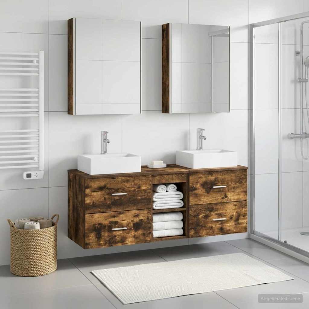 vidaXL Bathroom Furniture Set 5 pcs Smoked Oak 1