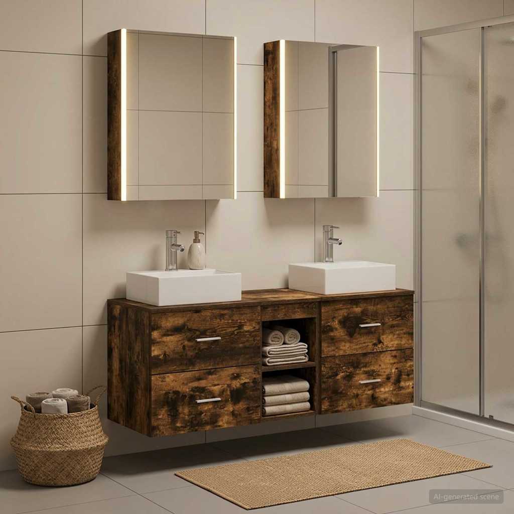 vidaXL Bathroom Furniture Set 5 pcs Smoked Oak 4
