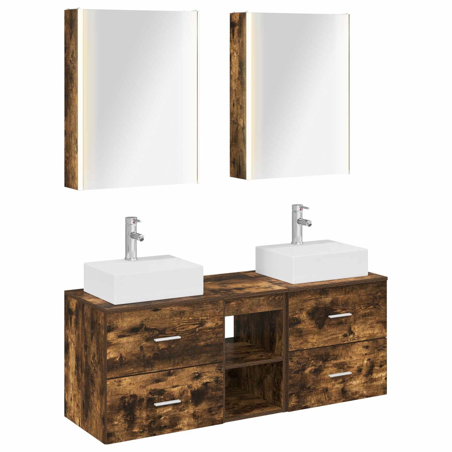 vidaXL Bathroom Furniture Set 5 pcs Smoked Oak 2