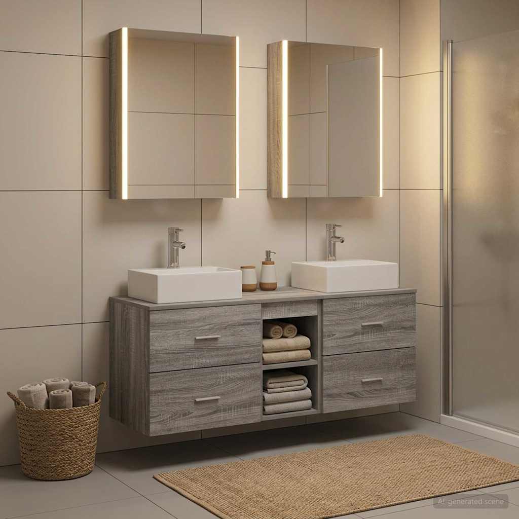 vidaXL Bathroom Furniture Set 5 pcs Grey Sonoma 4