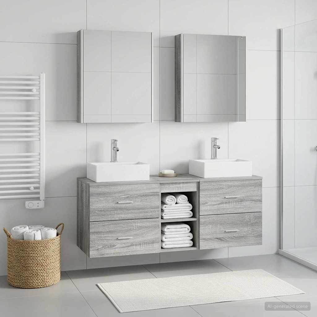 vidaXL Bathroom Furniture Set 5 pcs Grey Sonoma 1