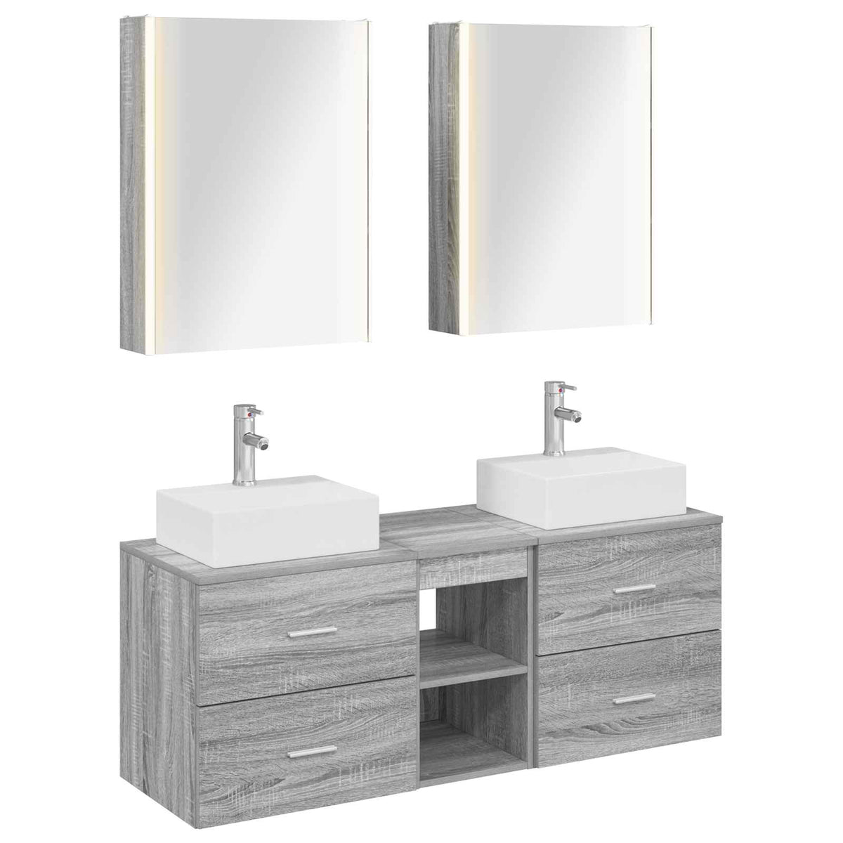 vidaXL Bathroom Furniture Set 5 pcs Grey Sonoma 2