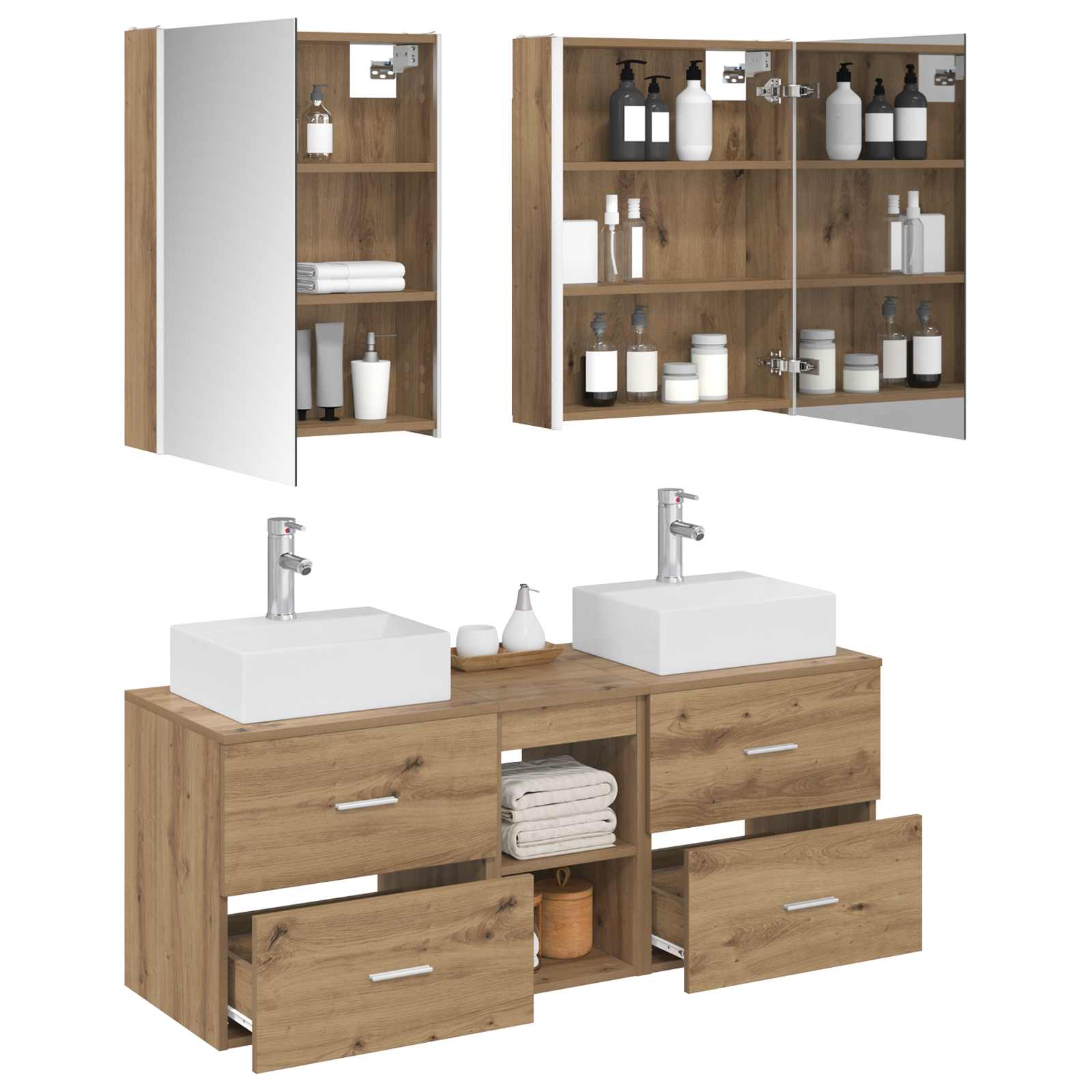vidaXL Bathroom Furniture Set 5 pcs Artisan Oak 3