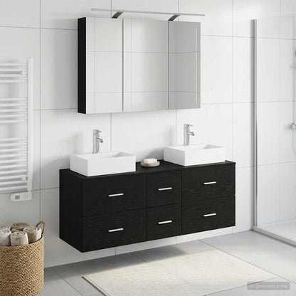 Bathroom Furniture Set 4 pcs 100 x 14.5 x 70 cm Black oak
