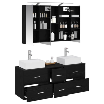 Bathroom Furniture Set 4 pcs 100 x 14.5 x 70 cm Black oak