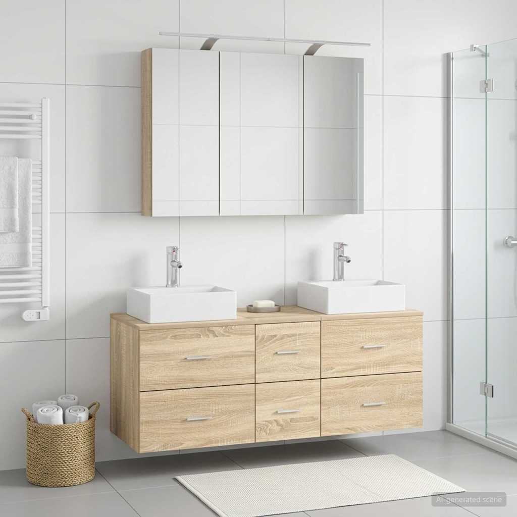 Bathroom Furniture Set 4 pcs 100 x 14.5 x 70 cm Sonoma oak